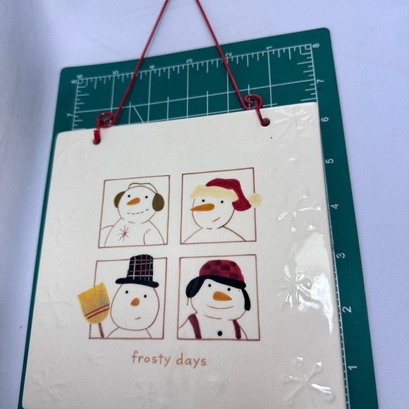 Hallmark "Frosty Days" Snowman Ceramic Hanging 6"X6" Hot Plate Trivet Tile Décor - Picture 8 of 12